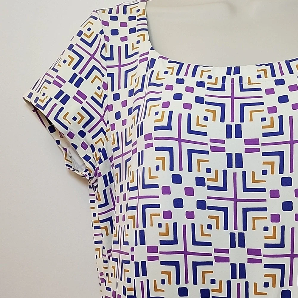 J McLaughlin Geometric Patterned Dress - Purple and White Size Large - Picture 14 of 16